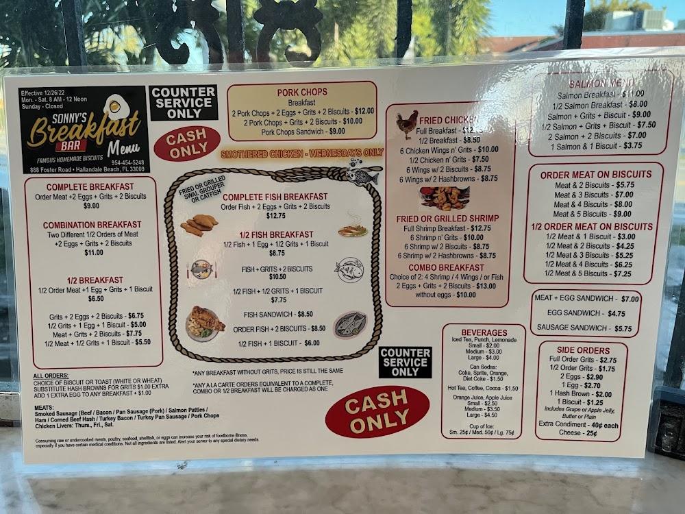 Sonny's Triangle Restaurant Menu image 1